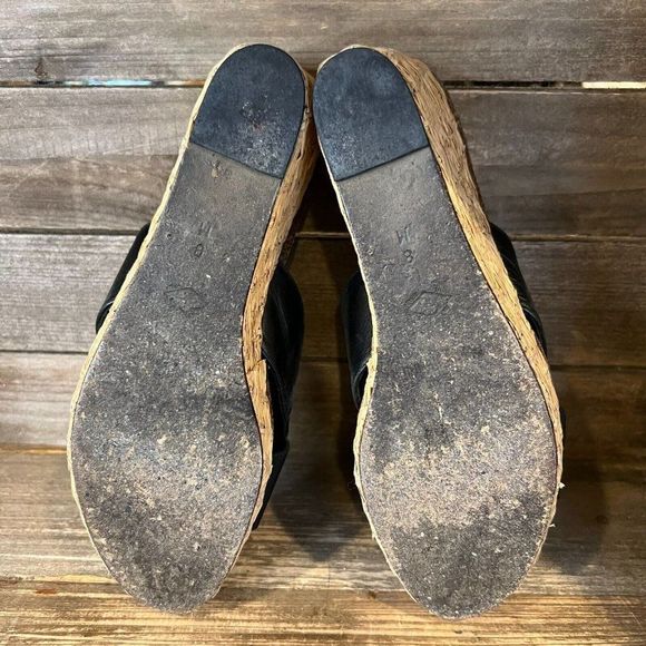 Womens Donald J Pliner Black Strappy‎ Leather Wedge Espadrille Sandals Size 8 M - Picture 5 of 6